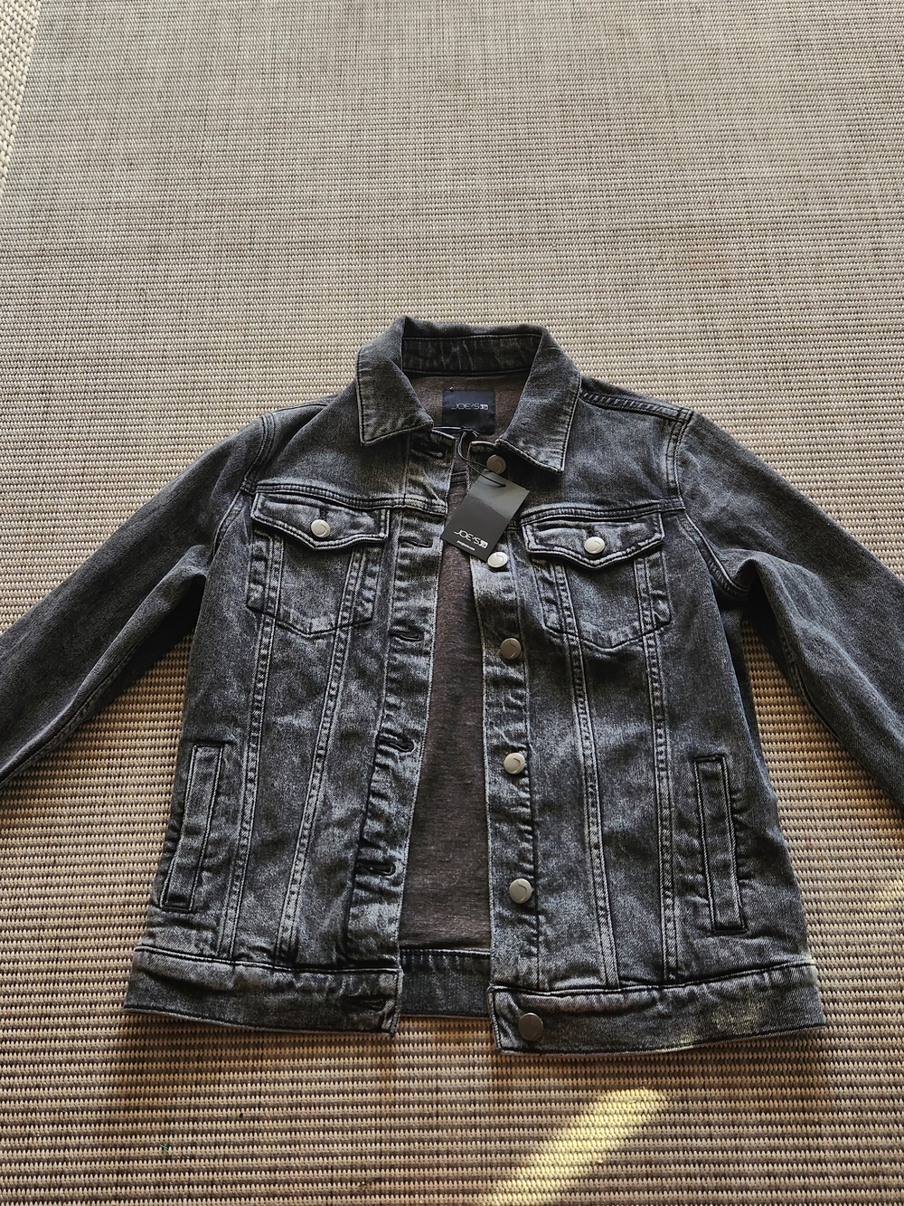 Joe's Jeans Denim Jacket Womens XS Black Acid Wash Button Front FABIA NWT
